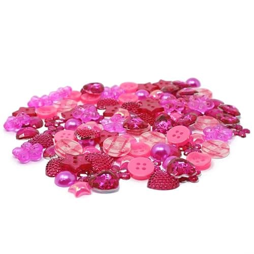 Special Touches Lot de 100 boutons en acrylique et résine pour création de cartes Rose vif