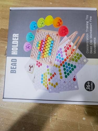 Jouets Éveil Montessori Perles Jeu de Tri Formes et Couleurs Jeux Motricité Fine Jouet Perle Montessori Jouets en Bois Bebe 3 4 5 6 Ans Enfants Cadeau Anniversaire pour Garçon Fille