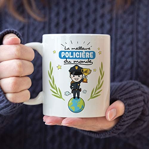Mugffins Policière Tasses Originales de café et Petit-déjeuner à Donner Travailleurs Professionnels - La Meilleure Policière du Monde - Céramique 350 ML