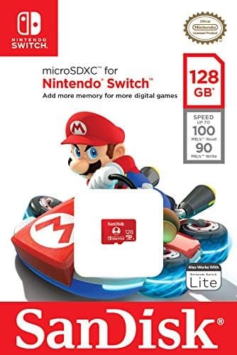 SanDisk 128 Go, microSDXC, USH-I Carte, pour les consoles Nintendo Switch, jusqu'à 100 Mo/s Produit sous licence Nintendo, UHS-I, Class 10, U3