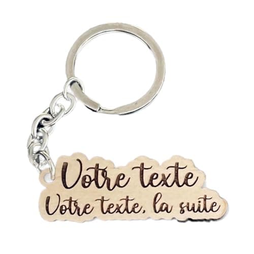 Porte clé personnalisé en bois, avec prénom ou texte, idée cadeau maman papa mamie papi grand père maitressse parrain marraine (1 porte clé)