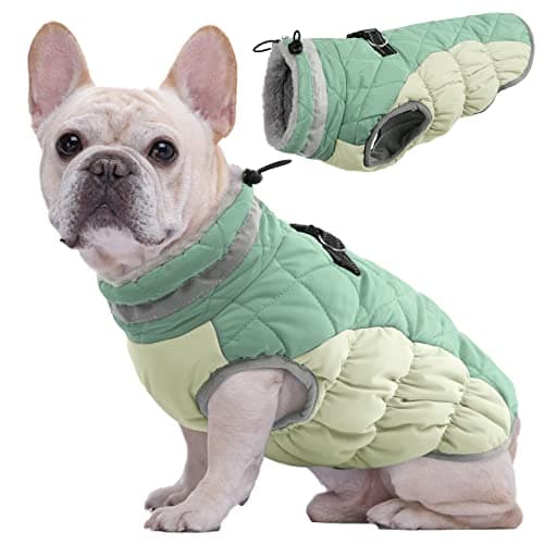 Kuoser Manteau Imperméable pour Chien, Veste d'hiver Chaude pour Chien Coupe-Vent, Gilet Réfléchissant Doublure en Polaire et Col en Fourrure, Vêtements d'Extérieur pour Chiot avec Anneau en D