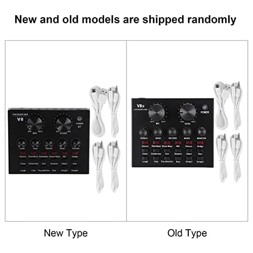 ASHATA Cartes Son externes, V8S Live Broadcast Sound Card Audio DJ Mixer, Mobile Phone USB Host Multifonction Portable Live Sound Card Computer for Karaoke Computer Live Recording