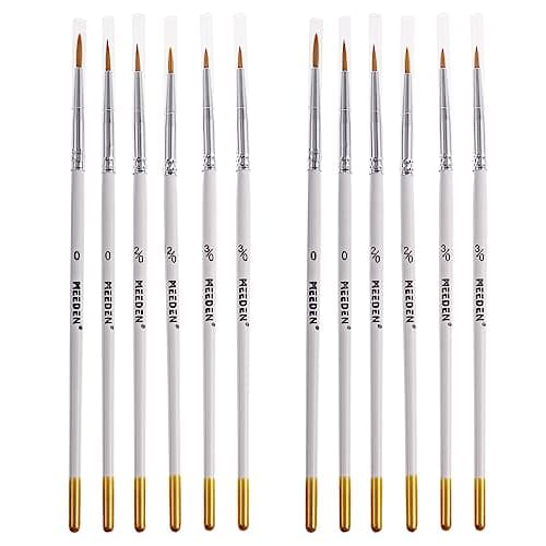 MEEDEN Lot de 2 pinceaux de Peinture de détail – 12 pinceaux Miniatures pour Les détails Fins et la Peinture Artistique – Acrylique, Aquarelle, Huile – Miniatures, modèles, Kits d'avion