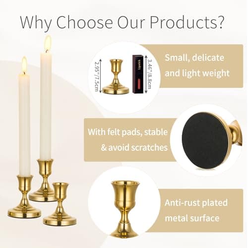 Bougeoir Doré en Métal pour Chandelier, 6 Pcs
