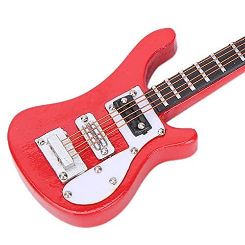 10CM Réplique de Guitare Miniature, Miniature Guitare Ornement en Bois, Mini Instrument de Musique Décor Maison de Poupée Modèle Décoration de la Maison(rouge)