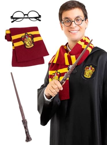 Funidelia | Kit accessoires Harry Potter pour homme Films et Cinéma, Magiciens, Gryffondor, Poudlard - Accesoires pour Adultes, accessoire pour déguisement - Marron