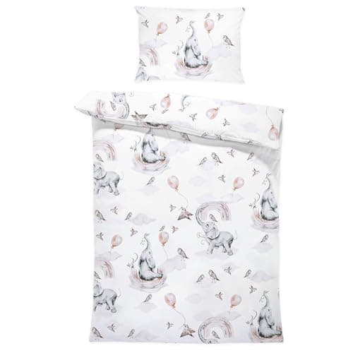 Totsy Baby Housse de Couette Enfant 100 x 135 cm - parures de lit Enfants taie Oreiller 60 x 40 cm en Coton éléphant