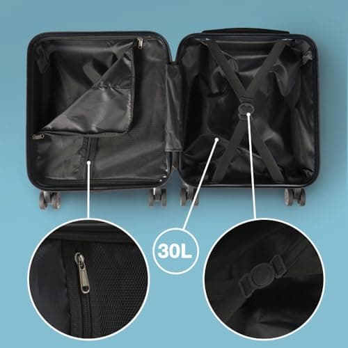 Cabin Max Anode 45x36x20 cm Valise à Main à Coque Rigide et légère 4 Roues, Cabine Valise Easyjet (30L 45 x 36 x 20 cm)