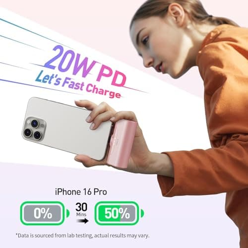 iWALK Batterie Externe 4500mAh[USB-C Version][Compatible avec iPhone 16 Série], Power Bank Mini 20W PD Charge Rapide, Petit Chargeur Externe Compatible avec iPhone 16 Pro Max/16 Pro/15 Plus/15/Android