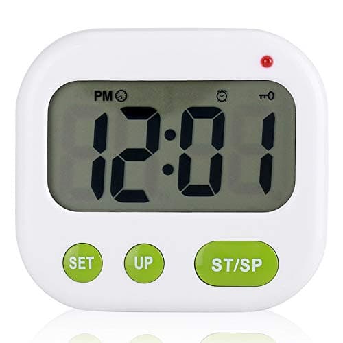 Fdit Réveil Digital Double Alarme Horloge Numérique Minuterie Electronique LCD Musique Vibration avec Rétro-éclairage Lumière de Nuit