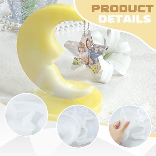 Rongxze Moule pour Resine Epoxy, Moules en Silicone pour Cadre, Moules en Résine de Silicone pour la Fabrication de Lune, Étoile, Mariage Anniversaire Accueil Décoration, Cadeaux Faits à la Main