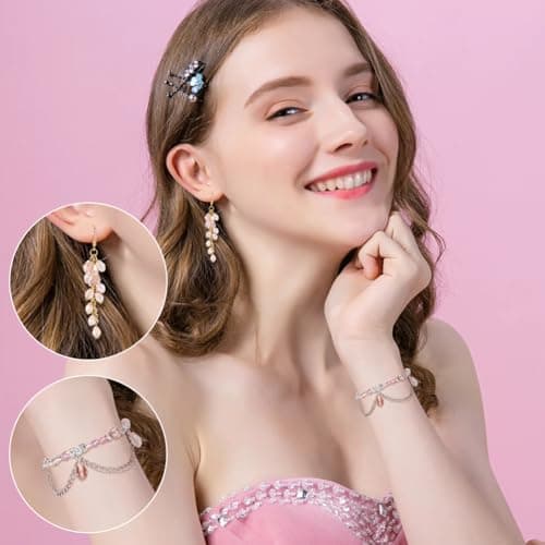 NBEADS Environ 178 Pcs Perles de Verre en Cristal, Perles de Verre à Trou Vertical Perles à Facettes en Forme de Larme pour Bracelets Collier Boucles D'Oreilles Bricolage Trou: 0.09-0.14 cm, Rose