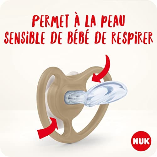 NUK Space Day & Night Tetine pour bébé | 18-36 mois | Sucettes phosphorescentes avec aérations extra-larges pour les peaux sensibles | Silicone sans BPA | Zèbre & Lion | Lot de 4