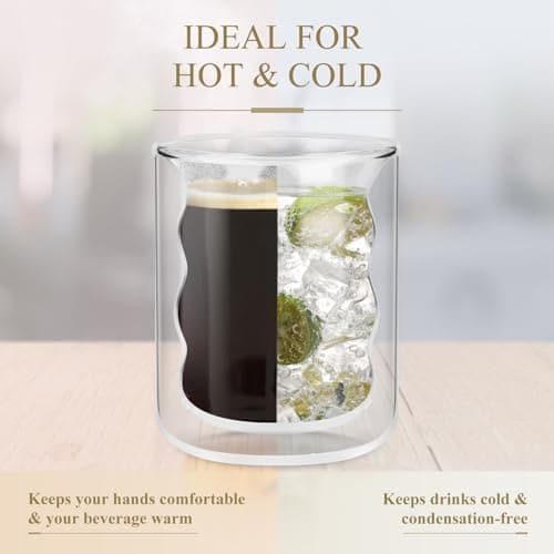 CPROSP 6 * 200ml Tasse à Café Double Paroi, Verre à Double Paroi pour Café Latte avec 6 Cuillère + 6 Sous-Verre, Tasses à Café en Cristal Résistantes à la Chaleur