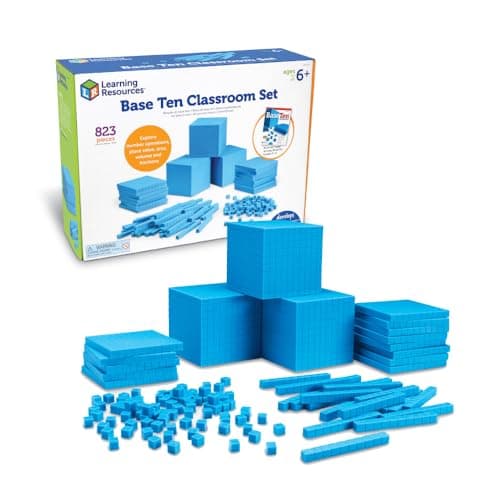 Learning Resources Kit pour la classe de base 10 en plastique rainuré, Bleu