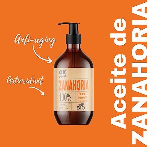 Qknatur - HUILE DE CAROTTE 250 ml - 100% Pure et Naturelle - Autobronzant naturel - Hydrate et rajeunit la peau - Répare, hydrate et nourrit les cheveux
