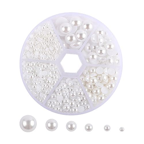 SURALIN 850pcs 3/4/5/6/8/10MM Demi Perles Perles Flatback Perles Cabochon pour Artisanat Colliers Bracelets Bijoux Décorations Robe De Mariage Artisanat