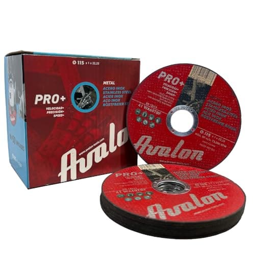 Avalon - 50 disques de coupe professionnels pour métal et acier inoxydable, 115 mm x 1,2 mm x 22 mm, disques pour meuleuse d'angle de 22,23 mm (50)