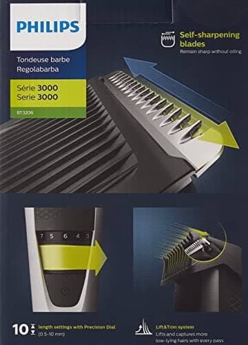 Philips - Tondeuse à barbe Série 3000, avec Technologie Lift & Trim, modèle BT3206/14