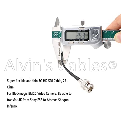 Alvin's Cables Blackmagic RG179 Coax BNC mâle à mâle HD SDI Câble pour BMCC caméra vidéo Flexible 50CM