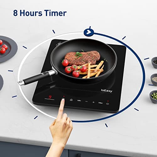 Plaque à Induction Portable, Plaque de Cuisson à Induction 2100W, Table Induction 1 Foyers, Avec Minuterie, Verrou Enfants (Plaque 1 Feux -B)