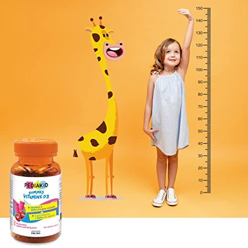 PEDIAKID - Gommes Vitamine D3 - Renforcement des défenses naturelles - Dès 3 ans - Couvre 100% des apports journaliers recommandés - 60 gommes