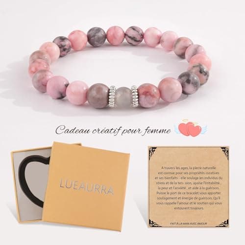 Lueaurra Idee Cadeau pour Femme Bracelet Pierres Naturelles Femme Original Cadeau Ado Fille Cadeaux Noel Femme Cadeau Anniversaire Bracelet Cadeau pour Amie Maman Sœur Maitresse