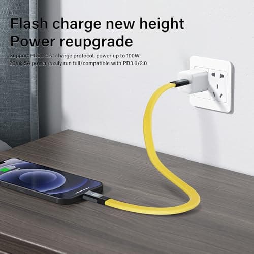 SinLoon Câble USB C vers USB C Câble de charge rapide USB 3.2 Gen 2, support charge rapide 5A/100W, transfert de données 20Gbps, sortie vidéo 8K à 60Hz, compatible Thunderbolt 3 pour -Jaune