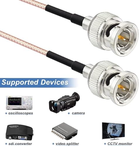 Superbat Câble SDI Vidéo 50cm Câble BNC Mâle à Mâle RG179 75 Ohms, pour Équipement Vidéo Caméra BMCC, Supporte Câble Vidéo HD-SDI 3G-SDI 4K 8K SDI (Droit, 1 Pièce).