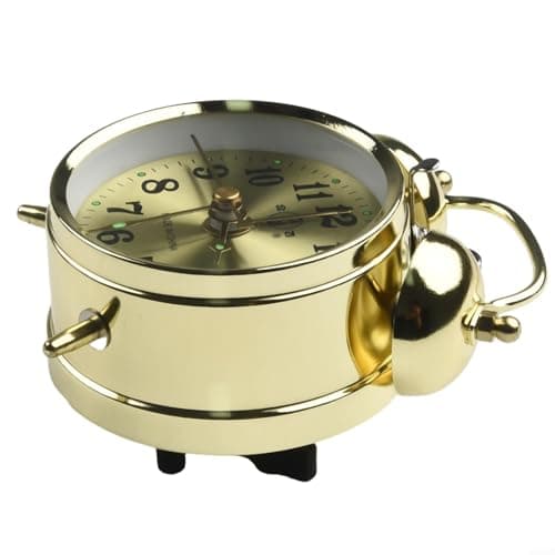 HOHOVYVY Réveil à remonter, réveil rétro en fer à cheval, réveil mécanique doré, réveil manuel vintage, horloge en métal, mignon
