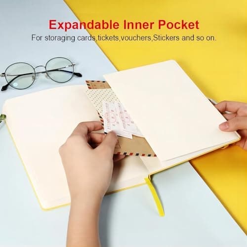 POPRUN Lot de 8 Carnet de notes classiques lignés A5, Cuir végétalien rigide Cahier, Carnet de Voyage Journal Couverture Imperméable avec Porte-stylo,Fermeture Élastique,Pochette Extensible, 14 x 21cm