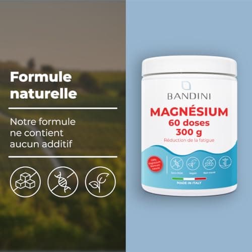 Bandini® MAGNÉSIUM en Poudre 300g | Source de Citrate de Magnesium | Réduction du Stress, Fatigue et Anxiété | Favorise la digestion, soutient os, muscles et memoire | Mag Pure 100% Vegan Sans OGM