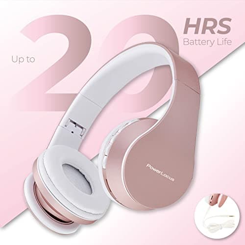 PowerLocus Casque Bluetooth sans Fil - Casque sans Fil avec Micro intégré - Hi-FI Stereo – Micro SD/TF, FM Radio – Casque Pliables – pour iPhone/Android/iPad/Ordinateurs Portables (Or Rose)