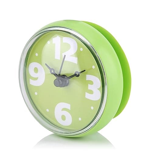 Jeanoko Horloge de Salle de Bain Ventouse Horloge Murale étanche Bain Douche Horloge Horloge Murale pour Fenêtre Miroir (Vert)