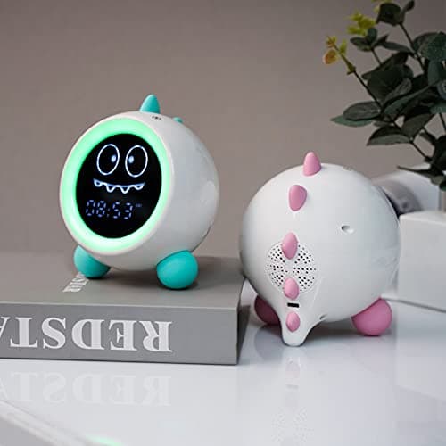 Réveil pour Enfants, Entraîneur de Sommeil pour Enfants avec Veilleuse, Machine Sonore, Temps de Se Réveiller, Réveil pour Tout-Petits (Vert)