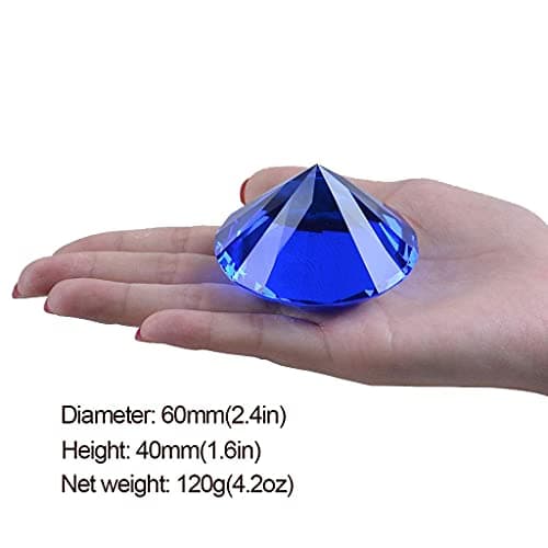Longwin Presse-papier 60 mm de largeur Cristal Diamant Décoration pour la maison Couleur unie, bleu