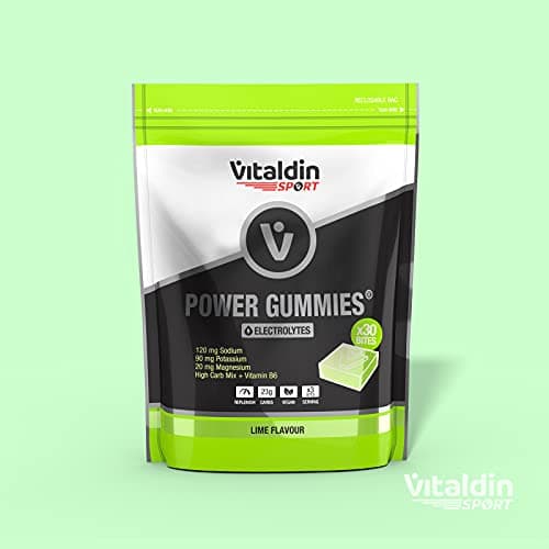 VITALDIN SPORT Power Gummies Electrolytes – Équilibre électrolytique –120 mg Sodium, 90 mg Potassium, 20 mg Magnésium par dose + Vitamine B6 – Doypack 30 Gommes – Bites Goût Citron Vert – Vegan