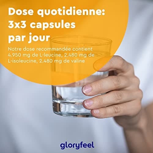 BCAA (330 Capsules), Acides Aminés Essentiels Fortement Dosée, Contient Leucine, Valine et Isoleucine avec Vitamine B6, Hautement Biodisponible, Contre la Fatigue*, Sans Arômes et Additifs