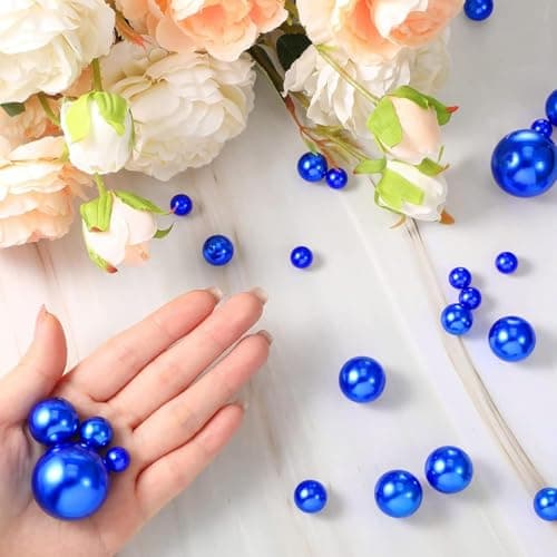 Perles Flottantes 200 Pièces Perles Non Poreuses Bleu Perle Flottante pour Vase Perles de Bougie Flottantes les Perles de Sirène Conviennent aux Fêtes, Décoration de Remplissage de Vase