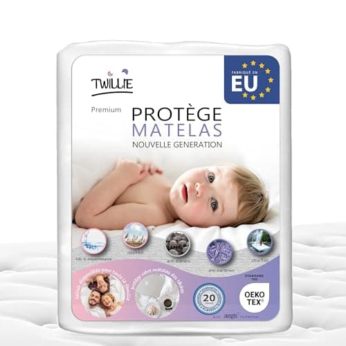 Twillie – Protège Matelas 70 x 140 cm Imperméable et Respirant - Alèse Qualité Supérieure Certifié Oeko-TEX® - Aegis® - Hypoallergénique - Anti Acarien, Bactérien,– Housse Matelas 100% Polycoton
