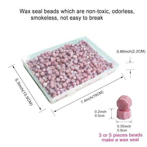 Cire à cacheter,Tomgenrine 520 PCS Perles de cire à cacheter, perles à cacheter pour lettres, cartes de voeux, scellage de vin, artisanat, invitations de mariage et de fête(Pearlescent Pink)