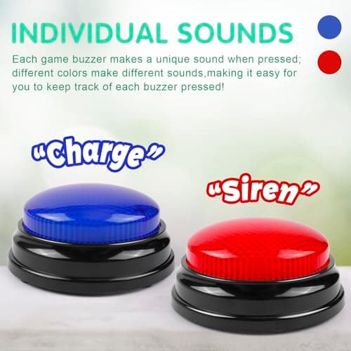 BEAN LIEVE 6 Pack Game Jeu Buzzer avec 2 lumières et Sons différents, des Boutons de Buzzer de Quiz Show, Parfait pour Les Nuits de Trivia familiale et l'activité d'enseignement en Classe