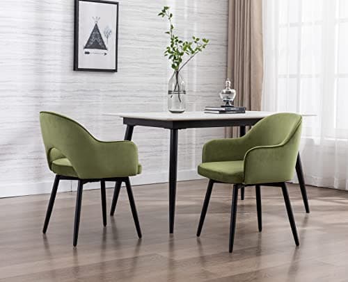 chairus Lot de 2 Chaises de Salle à Manger en Velours Moderne Fauteuil Rembourrée Chaise Pivotante à 360° pour Bureau Salon (Vert-2 (Velours))