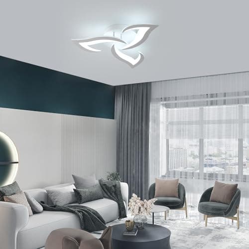 Comely Plafonnier LED, Luminaire Plafonnier 58cm 36W, Lustre Salon Moderne, Lampe de Plafond de Pétale pour Salon Chambre Cuisine Salle à Manger, Lumière Blanche Froide 6500K, Blanc