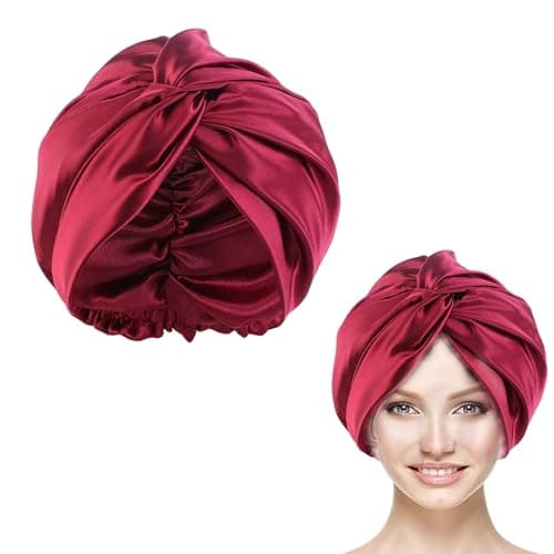 ZEACCT 1 Bonnet de Nuit Double Face, Bonnet de Cheveux Turban de Sommeil, Bonnet de Nuit en Soie, Soie de Mûrier pour Les Soins, Bonnet de Nuit Double Couche, pour Cheveux Longs, Raides et Bouclés.