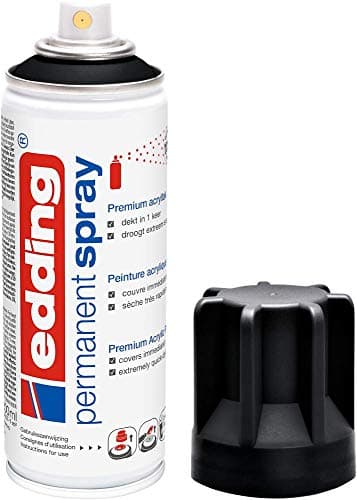 edding 5200 spray permanent - noir foncé mat - 200 ml - peinture acrylique pour peindre ou décorer verre, métal, bois, céramique, plastique, toile - peinture acrylique en aérosol