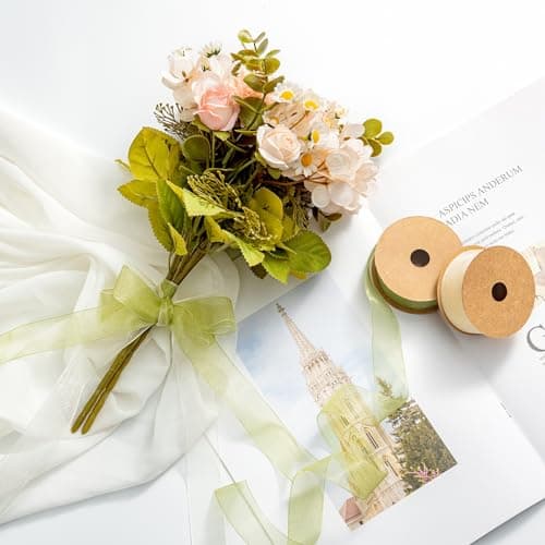 MORSUNBELA Ruban en organza vert herbe - Large ruban décoratif pour mariage - 25 mm x 9 m
