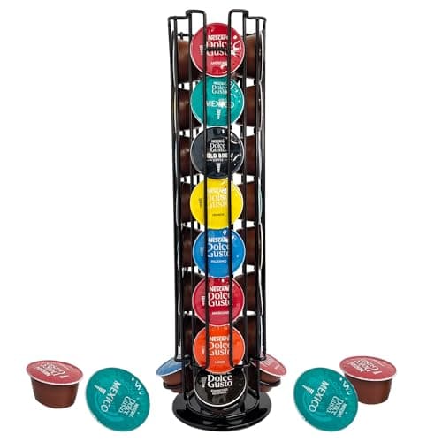 Lectorias Supports pour 32 Capsules de Café , Porte Rangement pour Dolce Gusto Capsules de Café, Distributeur de Capsules, 360 Degrés Rotable Range Coffee Capsule Stands, Support de Rangement Dosette