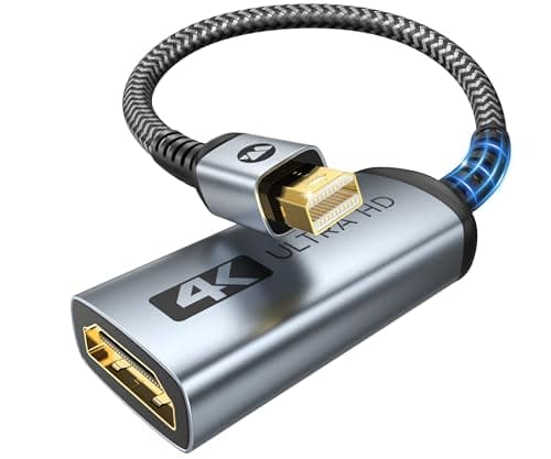 WARRKY 4K Adaptateur Mini DisplayPort vers HDMI, | UHD, 2K 60Hz, 1080P 120Hz | Thunderbolt vers HDMI Compatible avec MacBook Air/Pro, Mac Mini, iMac, Surface Pro/Dock, Moniteur/Projecteur/TV
